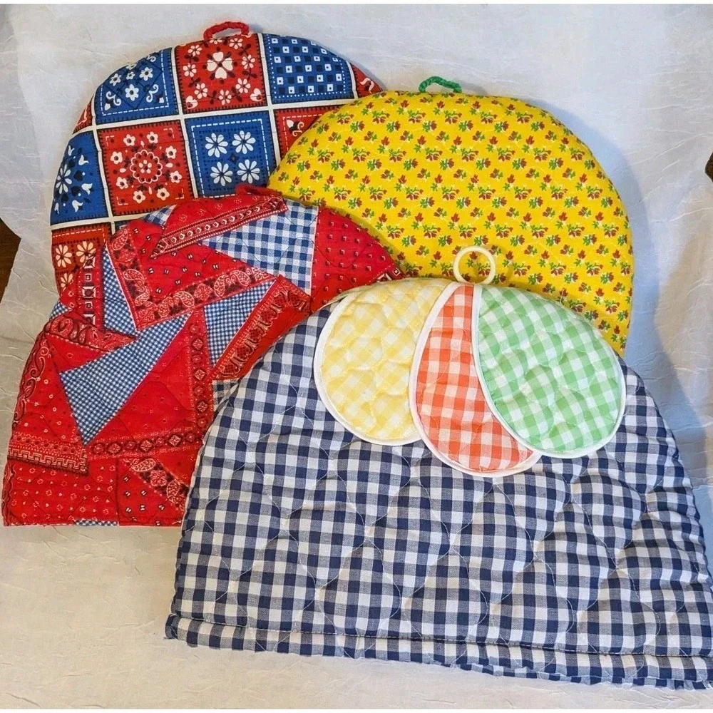 Retro Quilted Toaster Covers Appliance 70s Fabric Cottage Core Vtg Cute Set Of 4